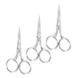 FRCOLOR Stainless Steel Eyebrow Scissors Set 3pcs Portable Facial Hair Cutting Scissors for Women Small Precision Trimmers for Eyebrow Grooming and Facial Hair Removal