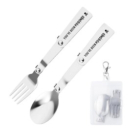 Foldable Spoon and Fork Set with Case Funny Gag Gifts You Have Been Poisoned Travel Cutlery Set Birthday Christmas Gifts for Women Men Stocking Stuffers Folding Fork Spoon Utensils for Outdoors Picnic