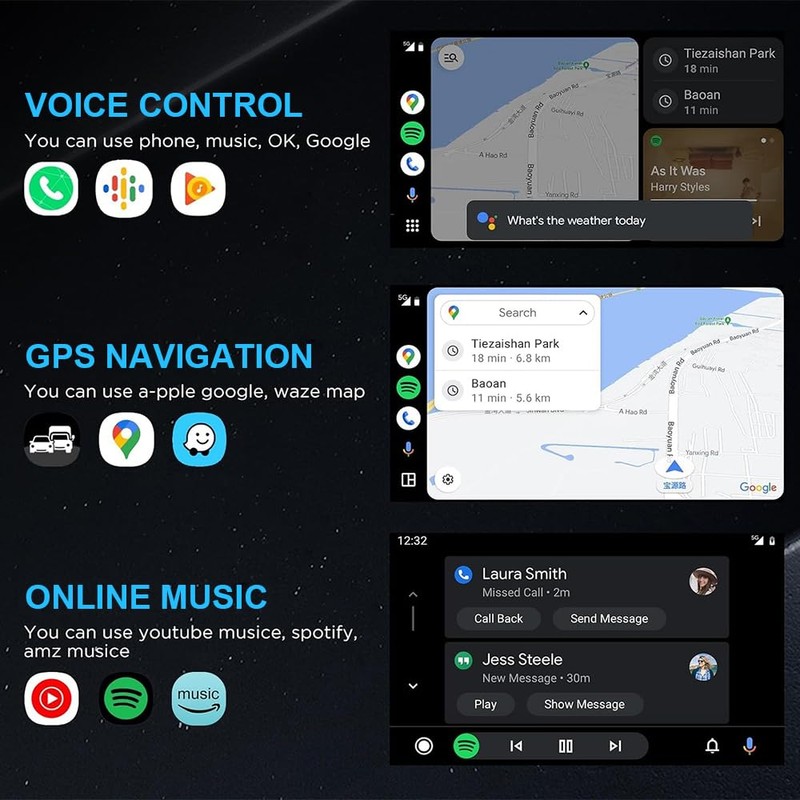 AUCOMM Wireless Android Auto Car Adapter Converts Wired AA 2016+