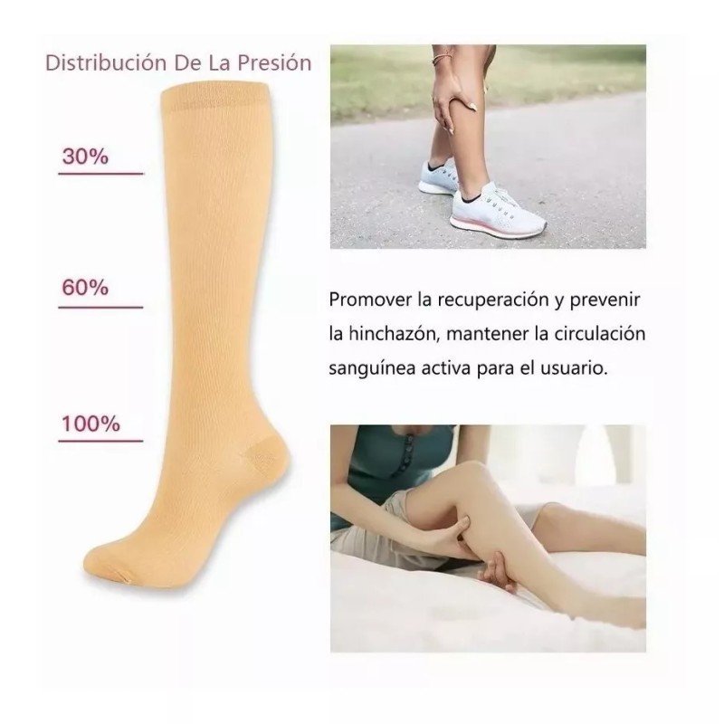 3pares Medias Calcetas De Compresión Circulation Venosa