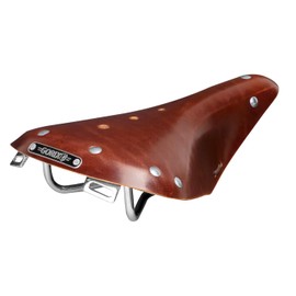 GORIX Bike Leather Saddle Seat Cowhide Studded Brown Vintage Shock Absorbing Road Mountain Bicycle (Vintage1973)