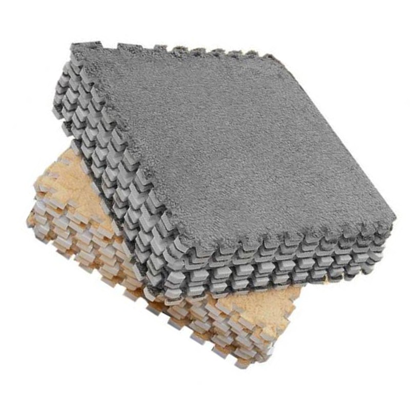10Pcs Plush Foam Interlocking Carpet Tiles 11.8 X 11.8in Anti