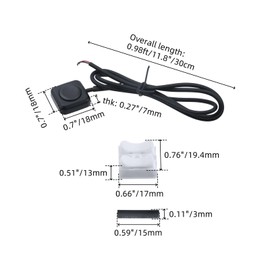 FarBoat 3 Set Mini Momentary Push Button Switch Plastic 12V 24V Small Switchs with Double-Sided Tape, 12 Inch ON/Off Horn Buttons with CH-2 Quick Wiring Connectors for LED Lights, Black