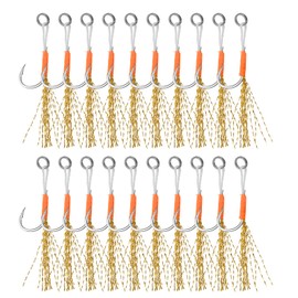 PATIKIL Fishing Assist Hooks Kit, 5 Pcs Glow Jigging Hook Slow Fast Fall Jigs Fishing Hooks for Vertical Jigging Lures, Green (15#, 2.4"x0.59")