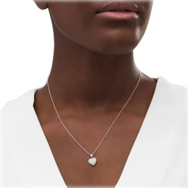 Tamborat WOMEN'S ACCENT HEART NECKLACE 10K WGP SIM DIAMONDS WITH 18" CABLE CHAIN