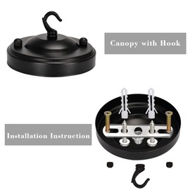 Sangle Sopffy Light Canopy Kit,4.1 inch,Rated 22lbs，Chandelier Hook Plate, Ceiling Lamp Cover Plate,Iron Chandelier top Plate,Vintage Ceiling Canopy Kit,Plant Hanger,Black