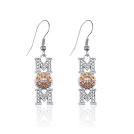 Inspired Silver - Basketball Mom Silver Dangle Earrings for Women - Unique Charm Earrings French Hook Drop - Women's Dangly Earrings Jewelry Gift with Velvet Pouch