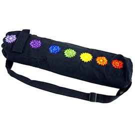 GURU SHOP Yoga Mat Bag 7 Chakra – Black, Men/Women, Cotton, Size: One Size, 65 x 15 x 15 cm, Bags for Yoga Mats