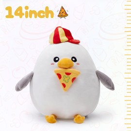 FunBase Cute Pizza Seagull Plush Toy, White Seagull Stuffed Animal with Cap,Plush Pillow for Kids, Boys and Girls,12 Inch
