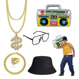 Men's Outfit - Carnival Costume Men with Dollar Symbol Set, Costume for the Era of the 80s and 90s