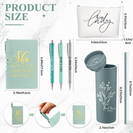 Funnymoom 6 Pcs Boss Appreciation Gift Set for Lady Women Best Boss Ever Gift 16 oz Plastic Tumbler Makeup Bag A6 Notepad and Pens Set for Female Birthday Office Present