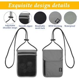 Soporte de pasaporte con bloqueo RFID, portafolios para el cuello, bolsa para el cuello, soporte para pasaporte familiar, funda organizadora de seguridad, ligera para viajes para mujeres y hombres