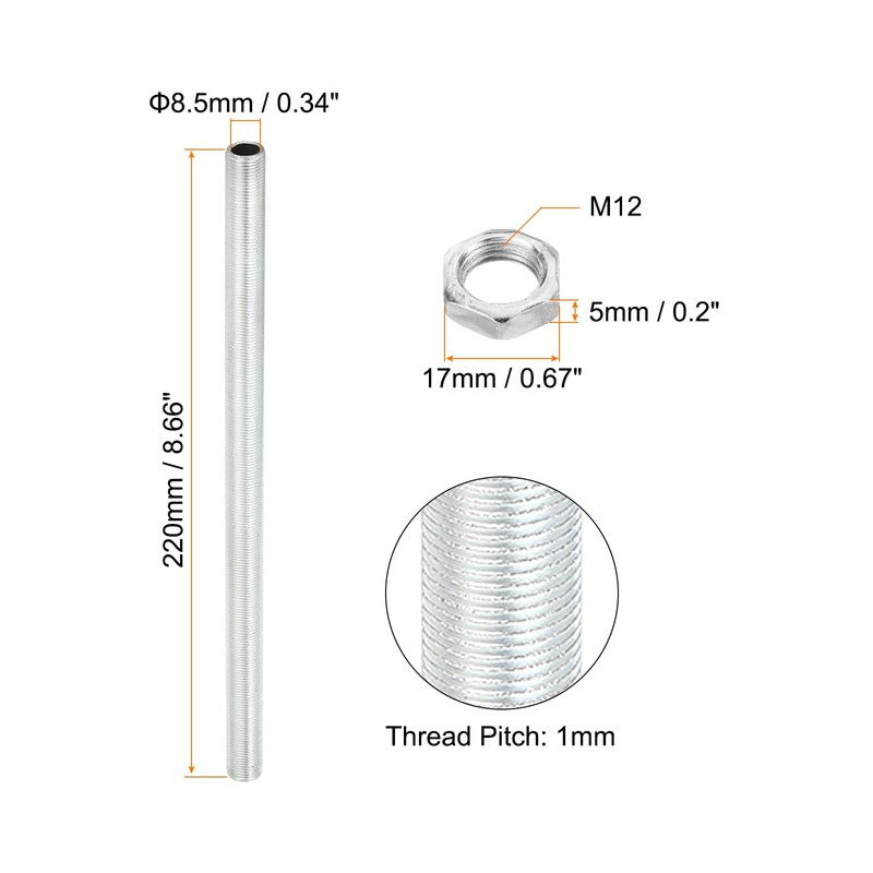 PATIKIL M12 Thread 8.66 Inch Lamp Cable Kit with Lock