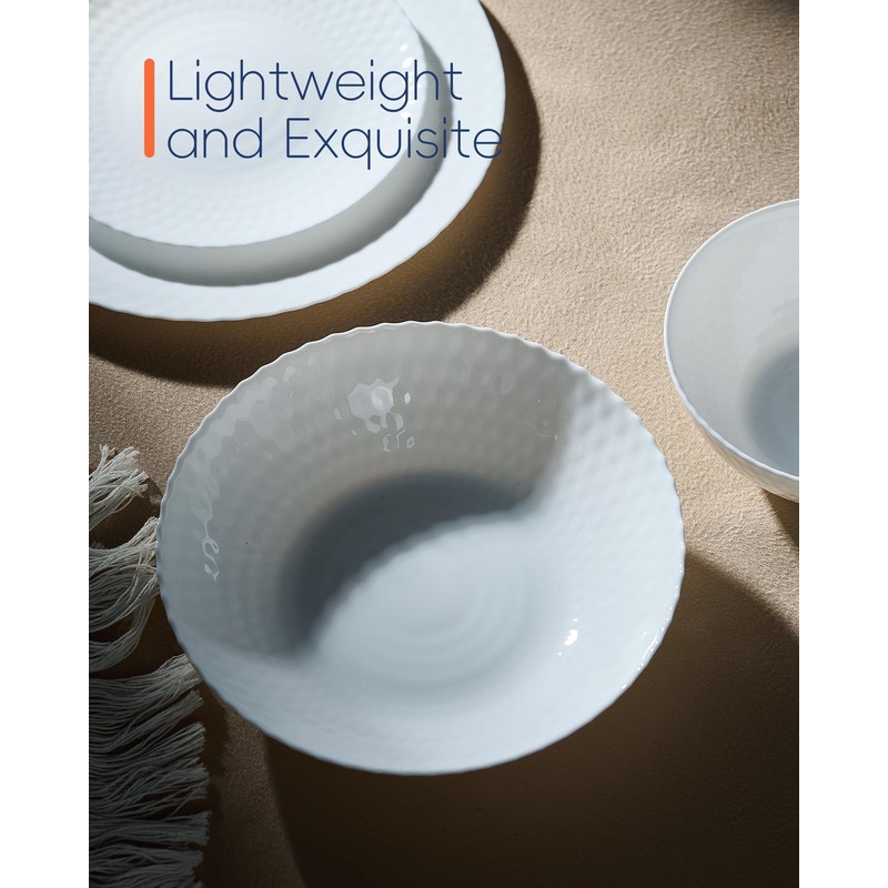 LaGlint 30 OZ Opal Glass Pasta Bowls Set of 6,