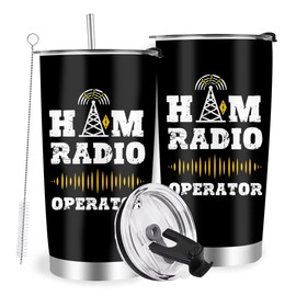 Farecnt Ham Radio Gifts, Ham Radio Operators Gifts, Ham Radio Tumbler With Straw And Lid 20oz, Christmas Birthday Gifts for Ham Radio Lovers, Black