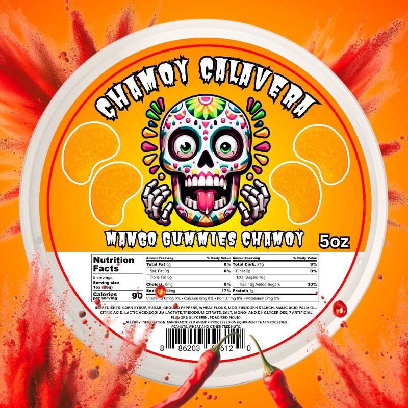 Mango Gummies Chamoy 5oz Jar Spicy Candy Snack mexican candy