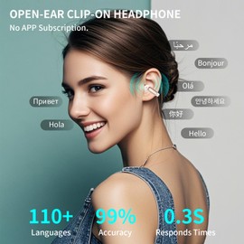 AI Language Translation Earbuds, 160+ Language Translator Wireless Earbuds Real Time with Free APP Compatible with iOS & Android,OWS Bluetooth Headphones Translating Device for Travel,Business (Pink)