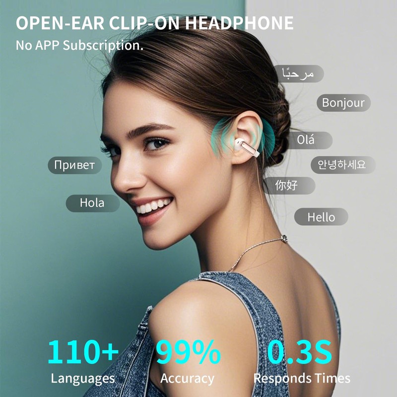 AI Language Translation Earbuds, 160+ Language Translator Wireless Earbuds Real