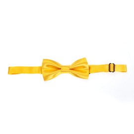 The Tie Co™ Children's Pre-tied & Adjustable Satin Solid Colour Classic Plain Bow Tie Kids (Golden Yellow)