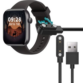 Compatible with AcclaFit P5 SmartWatch 1.85" Charger, Blueshaweu 2 Pin Magnetic USB Replacement Charging Compatible with AcclaFit Smart Watch P5 1.85 inches (Black)