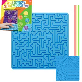 Blue Maze Exploration, Sensory Interaction, Stress Relief，Sensory Activity Board, Double-Sided Silicone Fidget Toy for Kids & Adults,Silent, No Mess,Calming for Anxiety,ADHD & Autism