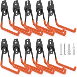 LUPYJI 10 Pack Garage Hooks Heavy Duty Storage Organizer Wall Mount Power and Garden Tool Hangers, for Hanging Ladders, Ropes, Hose, Bulk Items