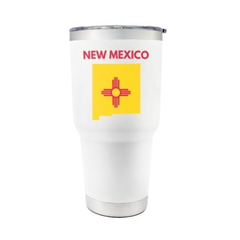 Palm City Products 30 oz New Mexico Tumbler White – State Flag and Map Design – Ideal for Hot and Cold Drinks – New Mexico Themed Gifts, Souvenirs, and Coffee Tumblers