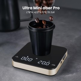 Rechargeable Mini Coffee Scale with Timer, Maestri House Espresso Scale, 2kg/0.1g Accurate Scale for Espresso and Pour-Over Coffee, Portable Digital Kitchen Scale with Automatic Timing(Black&Glod)