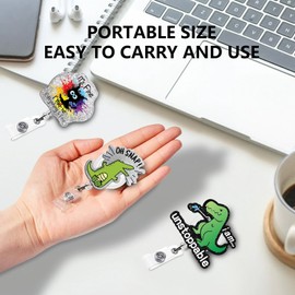 ZioNNyxviana 6 Pcs Funny Acrylic Badge Holder - Waterproof Retractable with Alligator Clip Lightweight, Badge Reel for Key Keychain, Ideal for Coworkers Teachers Students Doctors, Ideal Gift