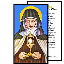 Gifts by Lulee, LLC Oracion a Santa Clara De Asis Tarjeta De Rezo Laminada Bendita Por Su Santidad Francisco