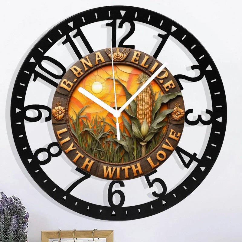 25cm Circular Iron Wall Clock Featuring a Celtic Trinity Knot