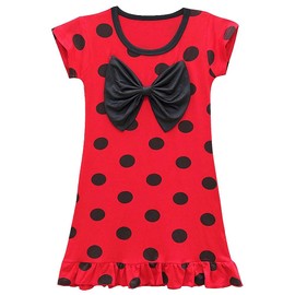 Lito Angels Ladybug Ladybug Costume Dress for Toddler Girls, Red Black Polka Dot Nightdress Sleepwear, Size 2-3 Years 98, 292 (Tag Number 100)