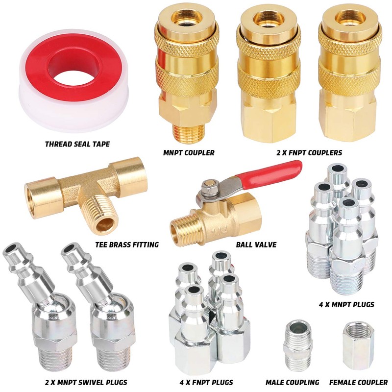Hromee 18 Pieces Air Coupler and Plug Kit, 1/4-Inch NPT