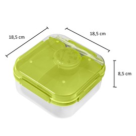 Branq Home Essential, 1.6 Litre BPA Free Plastic Lunch Box for Kids and Adults, Multi-Compartment 2 Layer Bento Box with Cutlery, Screw Cap Container and Secure Clip Lock Lid, Dishwasher Safe - Green