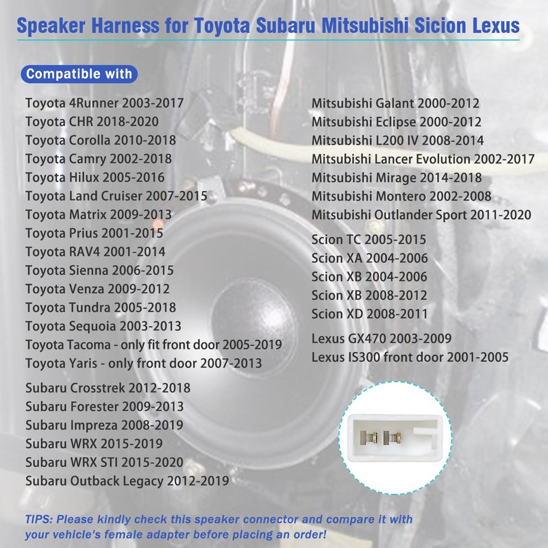 Jayubien 72-8104 Speaker Harness Adapter Compatible with Toyota Camry RAV4