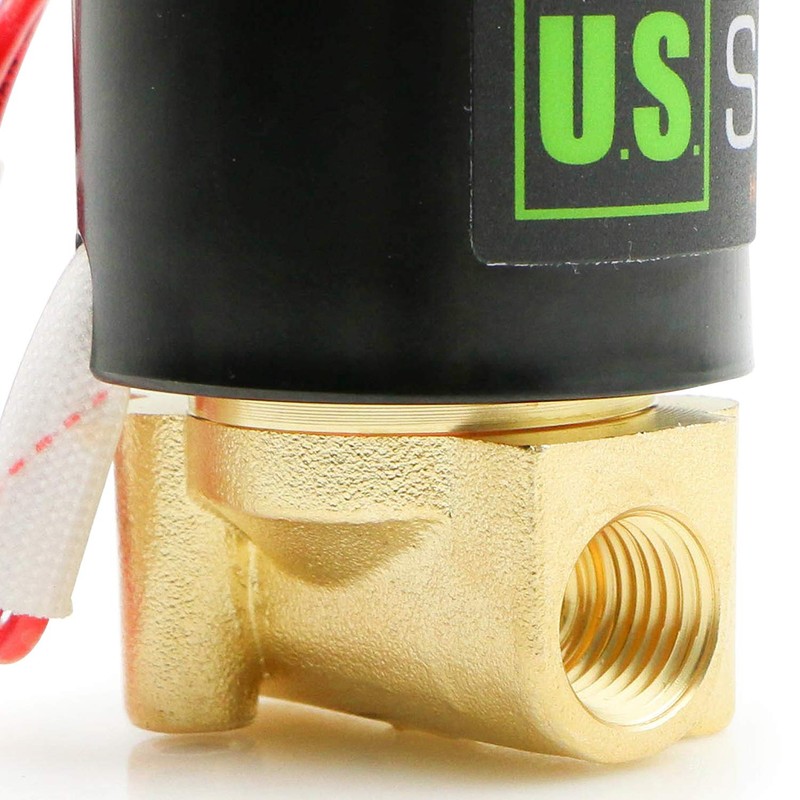 U.S. Solid 1/4" Brass Electric Solenoid Valve 24VAC Normally Closed