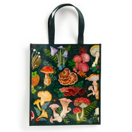 Galison World Of Mushrooms Reusable Shopping Bag - Environmentally Friendly Lightweight Reusable Shopping And Grocery Bag
