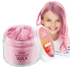 Hair Colour Wax, Magic Master Keratin Temporary Hairstyle Cream Instant Coloured Clay for Men and Women Party, Festival, Cosplay (Marshmallow Pink)