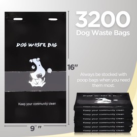 The Original Poop Bags® Recycled Bulk Dog Waste Bags, Thick & Leak-Proof, Durable Pull-Strap Dog Poop Bags, 3,200 Count
