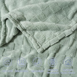David's Home Checkered Fleece Blanket Twin Size, Cozy Soft Warmer Comfort Lightweight for All Season, Fuzzy Aesthetic Room Decor for Couch Sofa Bed, Gifts for Christmas,Birthdays，Aqua Gray，66 * 90"
