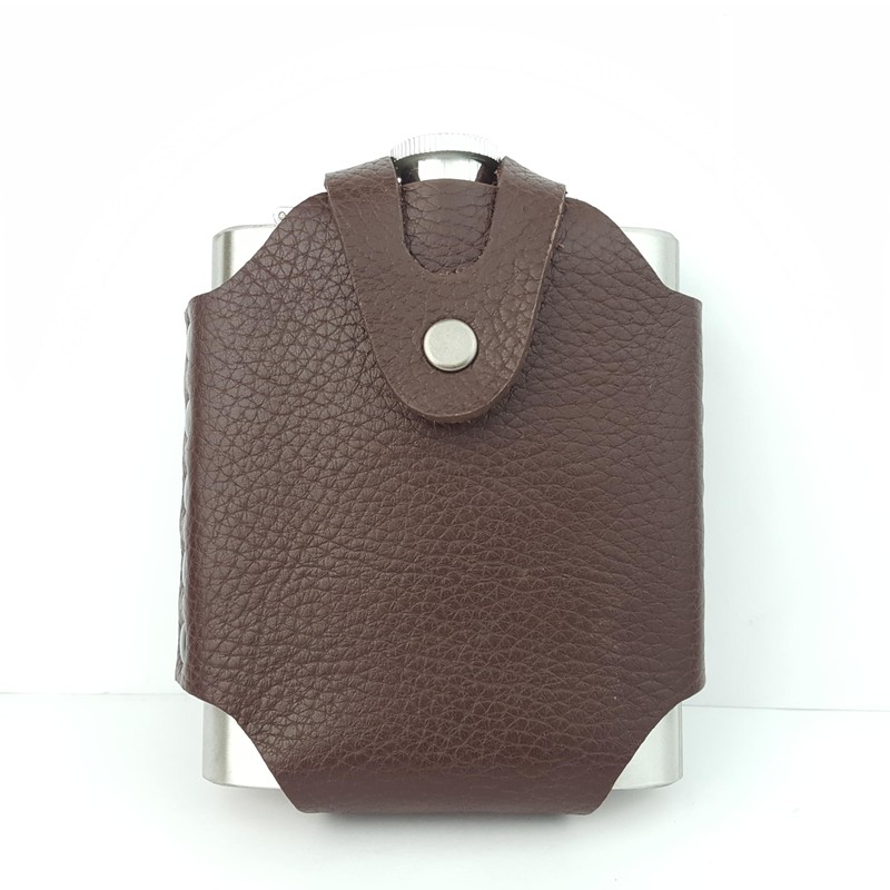 Flask With Leather Belt Holder (Brown)