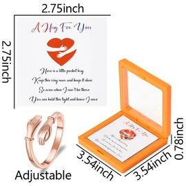 Adjustble Hug Rings for Women Girls Long Distance Relationship Gifts for Girlfriend Wife Hug from Heaven Ring for Daughter Granddaughter Birthday Gifts for Sister Sympathy Gifts for Loss of Loved One