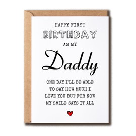 VLPGifts Happy First Birthday As My Daddy Card - Daddy Anniversary Card - Daddy Bday Poem Card - Birthday Card For Daddy, White