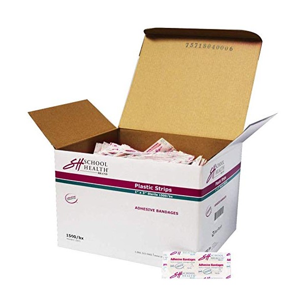 School Health - Adhesive Bandages, Plastic, 1" x 3" 1500/Box