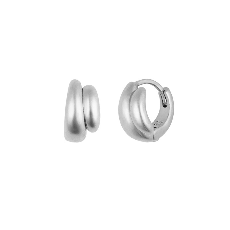 Gold&Deer 14K Goldfield Double Muse One-Touch Earrings White Gold /