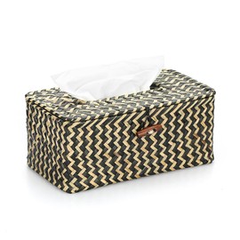 Sumnacon Tissue Box Cover Rectangle Tissue Box Seagrass Tissue Box Holder Woven Tissue Holder Decorative Tissue Cover for Bathroom Tissue Box Cover Rectangular for Home Office Table,Mixed Black