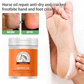 Grospe Crema de aceite de caballo para manos ásperas secas, crema para pies de aceite de caballo que evita que tu piel se pele y agriete, hace que tu 