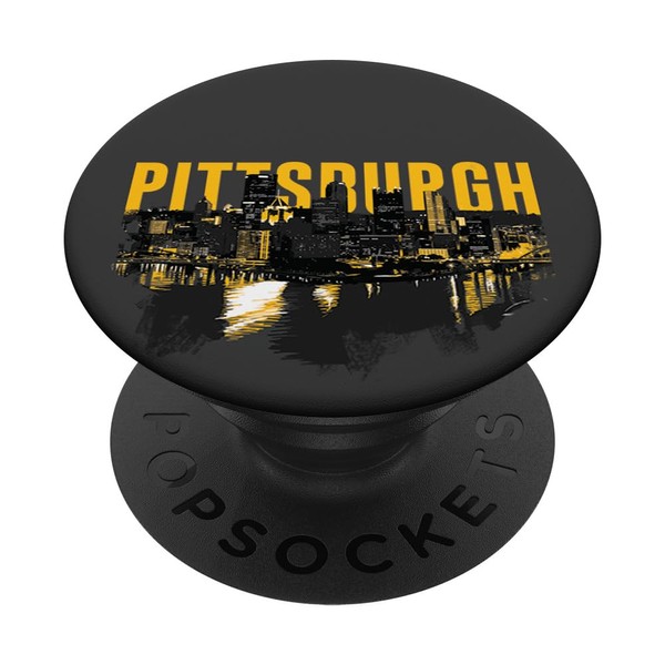 Pittsburgh Downtown Skyline in Black and Gold PopSockets PopGrip: Swappable