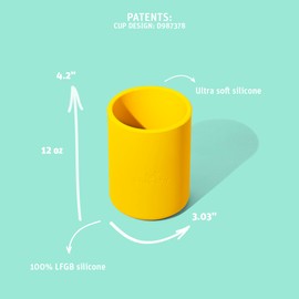 Avanchy Silicone Training Cup – 12 oz Open Cup for Toddlers and Infants – Ideal for Baby Led Weaning and Transitioning from Bottles, Gray