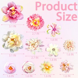 18 PCS Flower Hair Clips Rose Hair Accessories Boho Floral Barrettes for Girls Bride Wedding (Pink Purple)